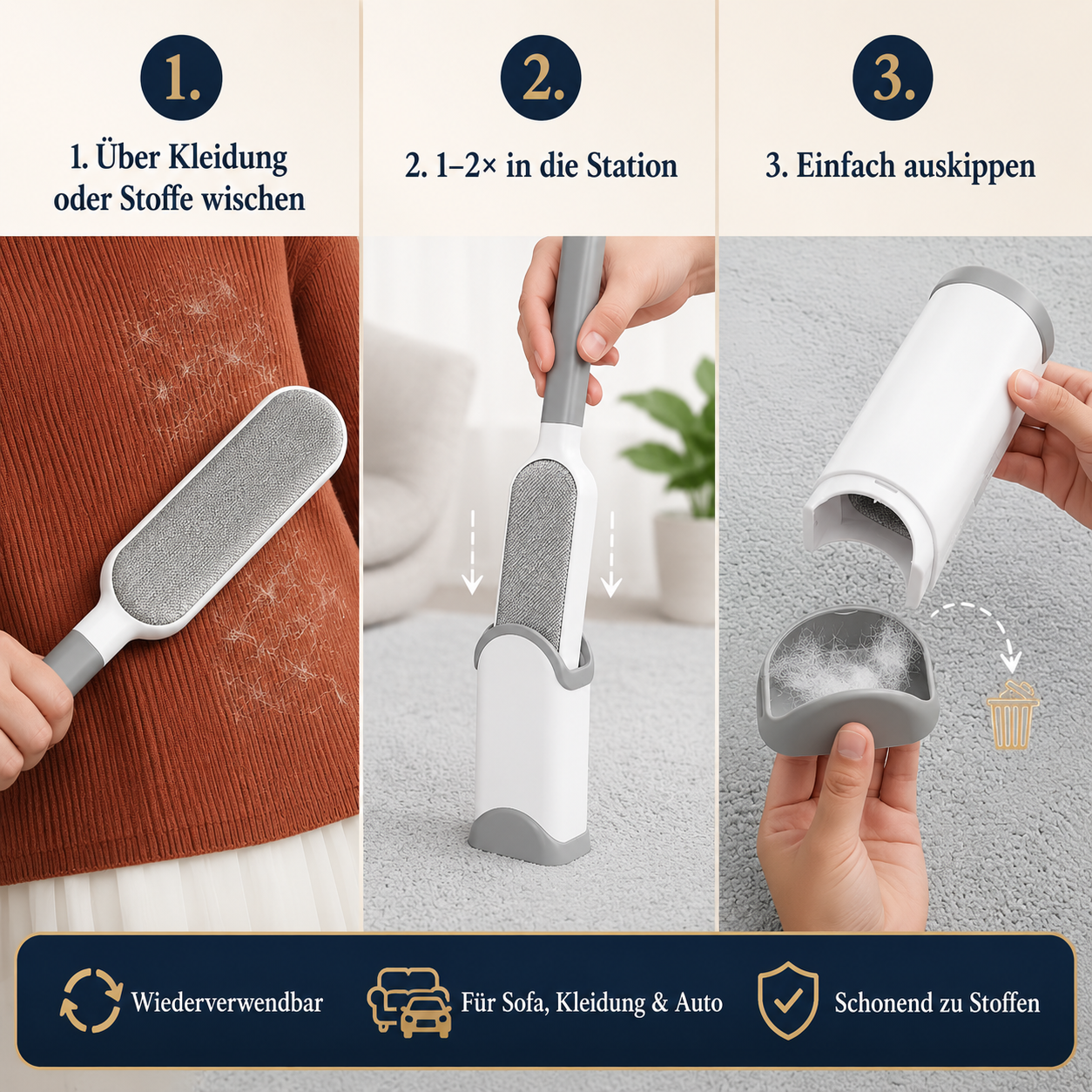 Fellfrei Zuhause Set – Tierhaarentferner für Möbel, Kleidung & Auto