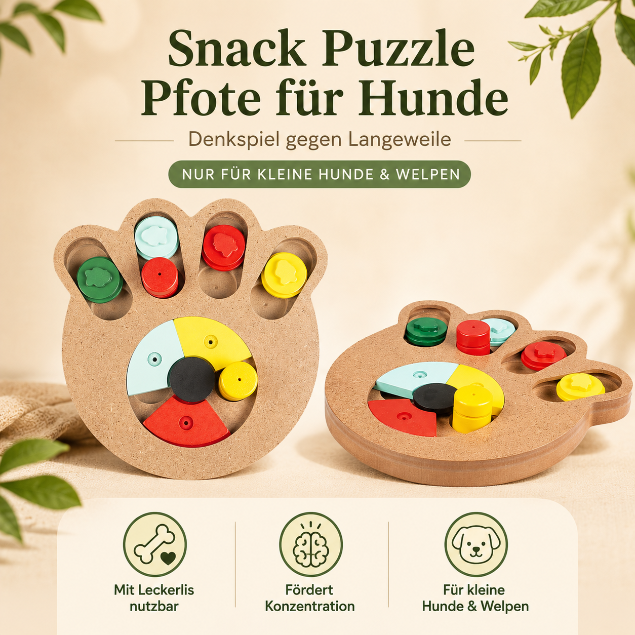 Snack Puzzle Pfote für Hunde – Denkspiel gegen Langeweile