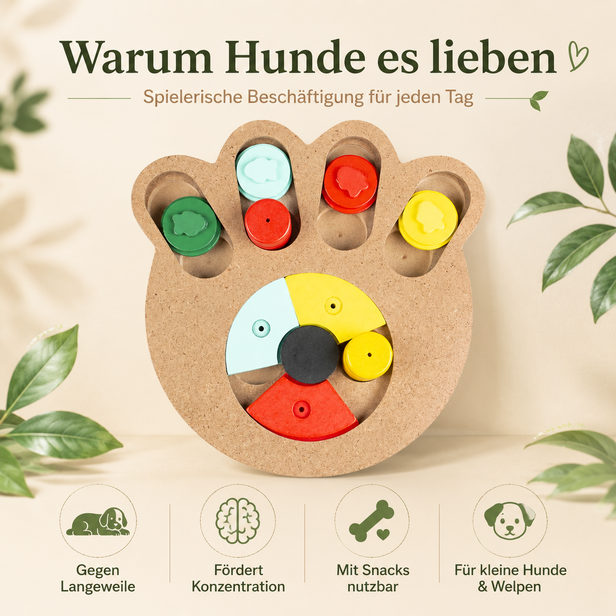 Snack Puzzle Pfote für Hunde – Denkspiel gegen Langeweile