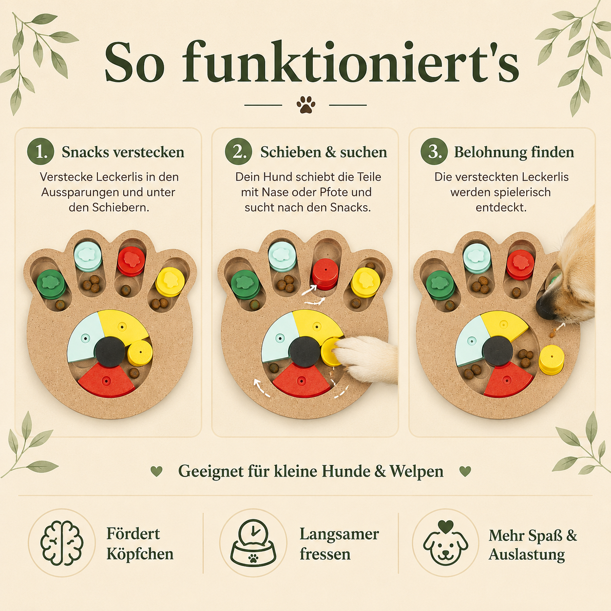 Snack Puzzle Pfote für Hunde – Denkspiel gegen Langeweile