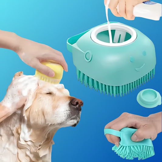 Hundebadebürste mit Seifenspender für Hunde – 2-in-1 PfotenSchaum